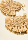 Fan Straw Earrings, Stone, large