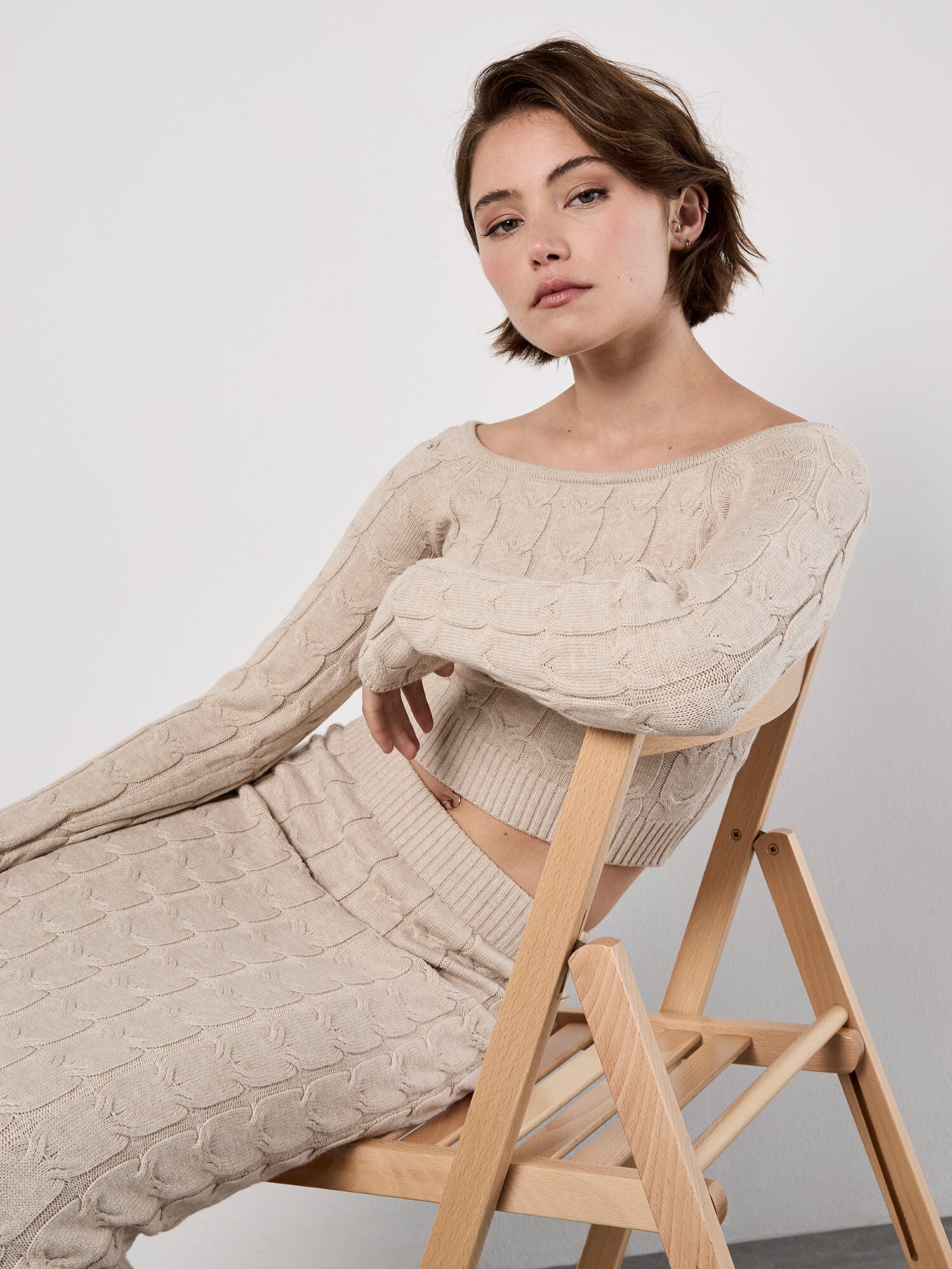 Cable Knit Cropped Jumper | Apricot Clothing