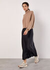 Ribbed Roll Neck Batwing Jumper, Stone, large