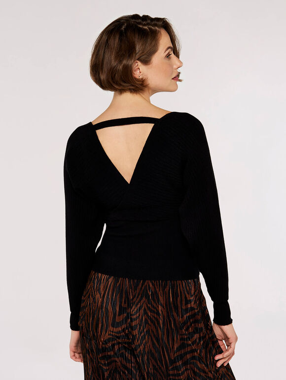 Bar Back Batwing Jumper, Black, large