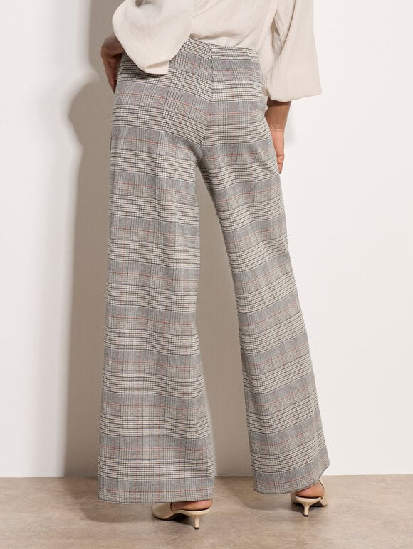 Heritage Check Wide-Leg Trousers, Black, large