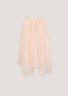 Pearl Embellished Tulle Midi Skirt, Stone, large