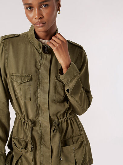 Drawstring Waist Utility Jacket