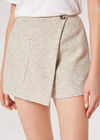 Tweed Wrap Mini Skort, Stone, large