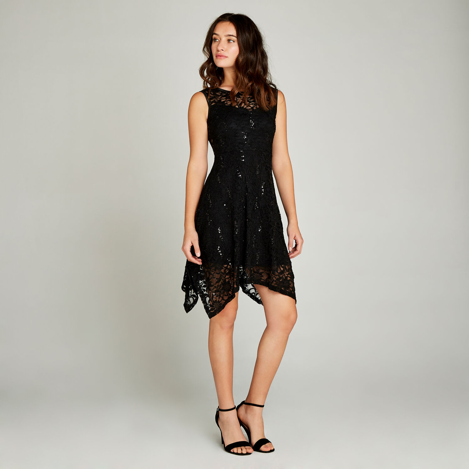 Apricot sequin lace deals high low party dress