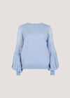 Contrast Chiffon Sleeves Jumper, Sky Blue, large