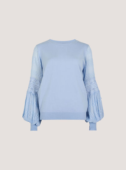 Contrast Chiffon Sleeves Jumper