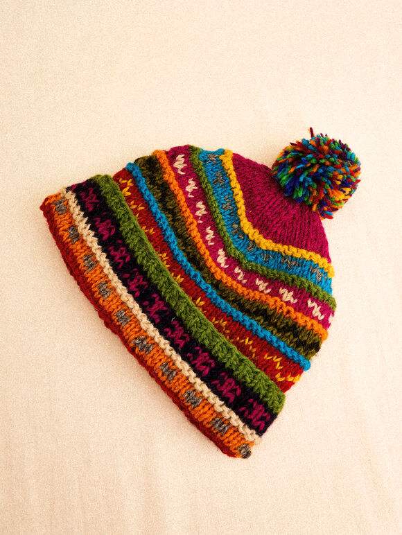 Hand Knitted Beanie Hat, Assorted, large