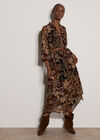 Patchwork Paisley Chiffon Maxi Dress, Brown, large