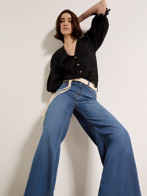 Zana Wide-Leg Jeans, Blue, large