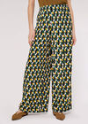 Printed Wide Leg Trousers, Khaki, large