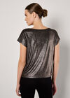 Metallic Foil Cowl Neck Top, Brown, large