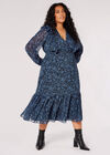 Curve Silhouette Floral Midi Dress, Blue, large