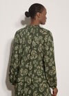 Folk Floral Blouse, Green, large
