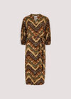 Chevron Shirt Midi Dress, Brown, large