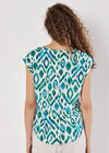 Ikat Button Back Woven T-Shirt, Green, large