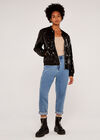 Sequin Bomber Jacket, Black, large