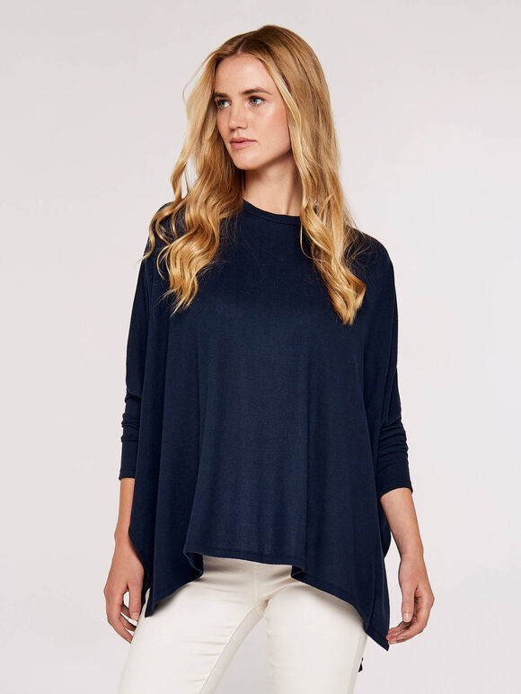 Soft Touch Split Top, Navy, large