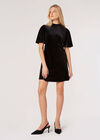 Fit And Flare Velvet Mini Dress, Black, large