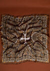 Printed Satin Scarf, Brown, large