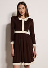 Colour Block Retro Knit Mini Dress, Brown, large
