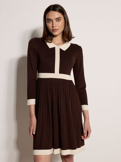 Colour Block Retro Knit Mini Dress