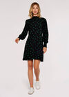 Scribble Print Empire Dress, Black, large