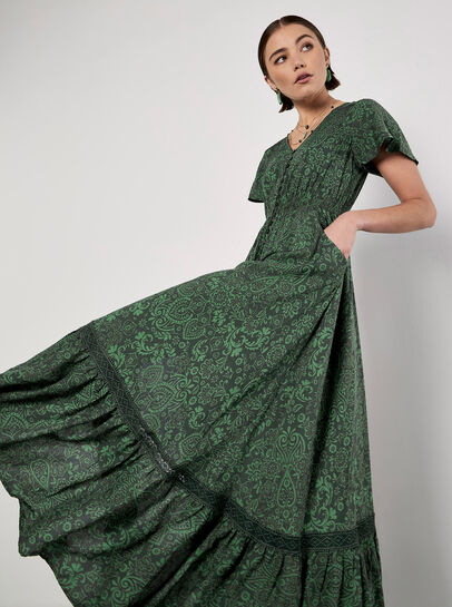 Paisley Print Maxi Dress