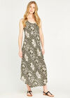 Tribal Elephant Sack Maxi Dress, Khaki, large