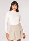 Gold Button Ribbed Jumper, Cream, large