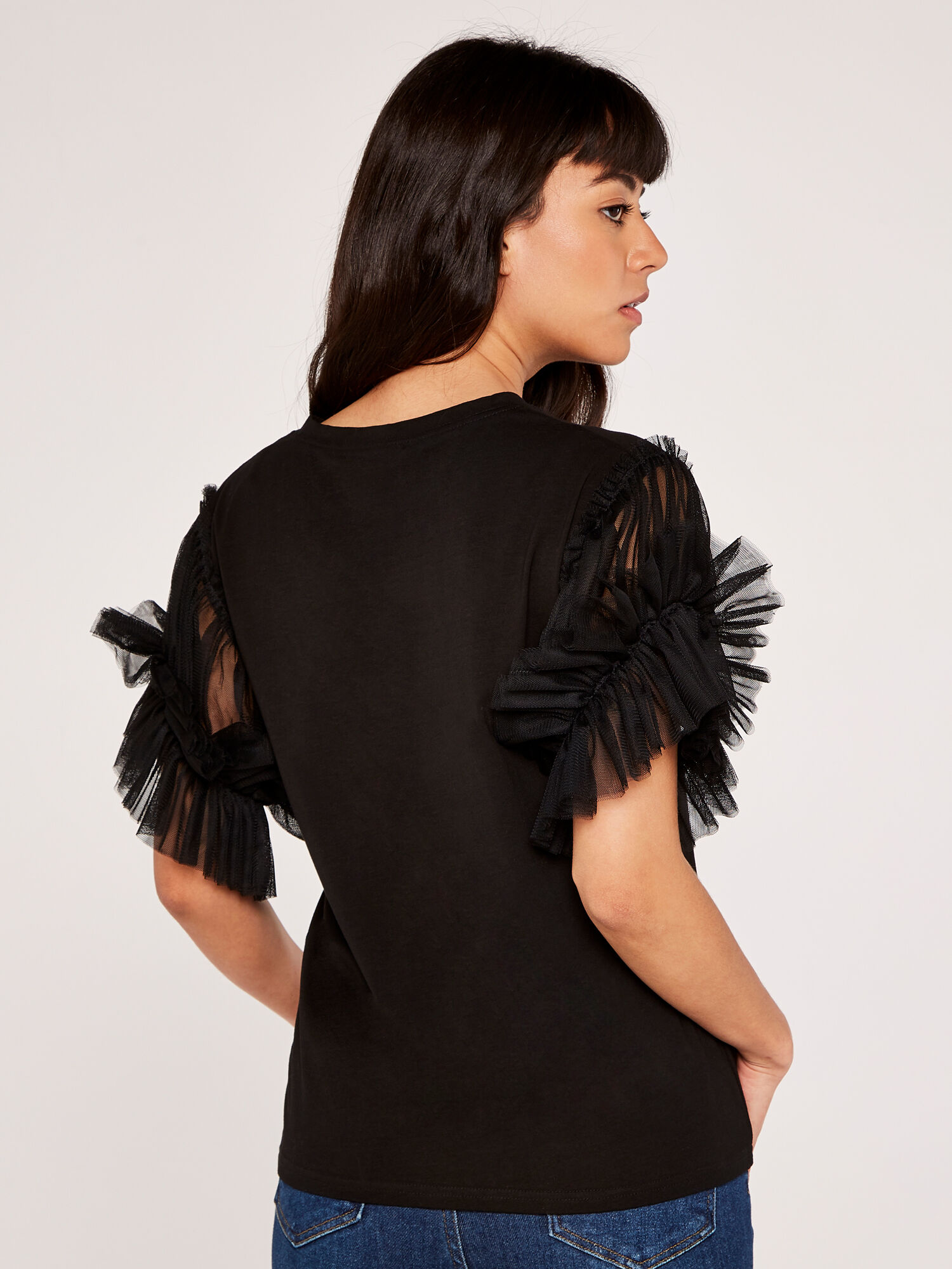 Tulle puff sleeve top hot sale