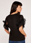 Tulle Sleeve Top, Black, large