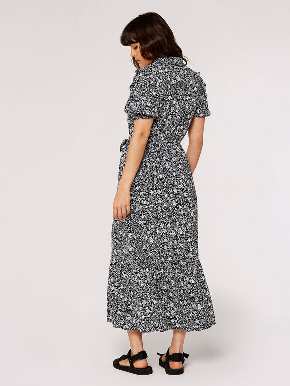 Vintage Floral Maxi Dress, Black, large