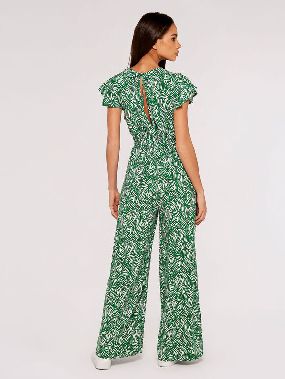 Brushstroke Weave Palazzo Jumpsuit, Green, large