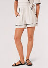 Stitch Detail Linen Blend Shorts, Stone, large