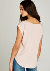 Turn Up Sleeve Tee, Pink, large