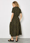 Zebra Print Shirt Midi Dress, Khaki, large