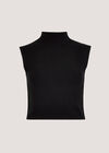 High Neck Knitted Crop Top, Black, large