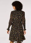 Ditsy Floral Ruffle Mini Dress, Black, large