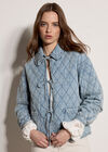 Cotton Denim Quilted Jacket, Blue, large
