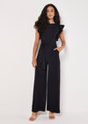 Ruffle Sleeve Jersey Jumpsuit, Black, large