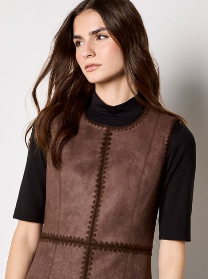 Stitch Detail Suedette Mini Dress