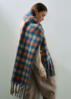 Gingham Check Soft Scarf, Blue, large