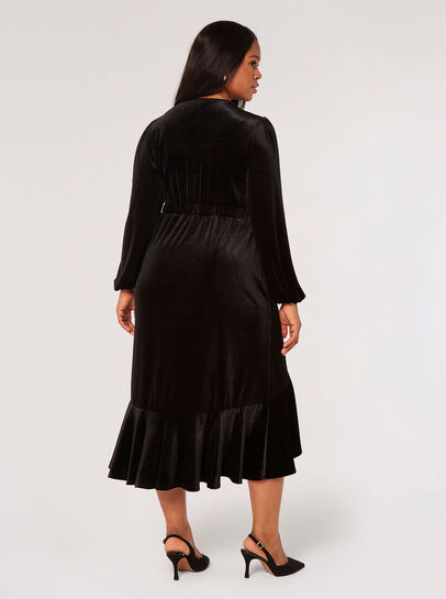 Curve Velvet Wrap Midi Dress
