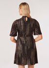 Metallic Sparkle Mini Dress, Brown, large