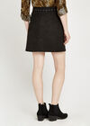 Fringe Suedette Skirt, Black, large