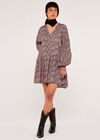 Leopard Drawstring Wrap Dress, Pink, large