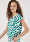 Ikat Button Back Woven T-Shirt, Green, large