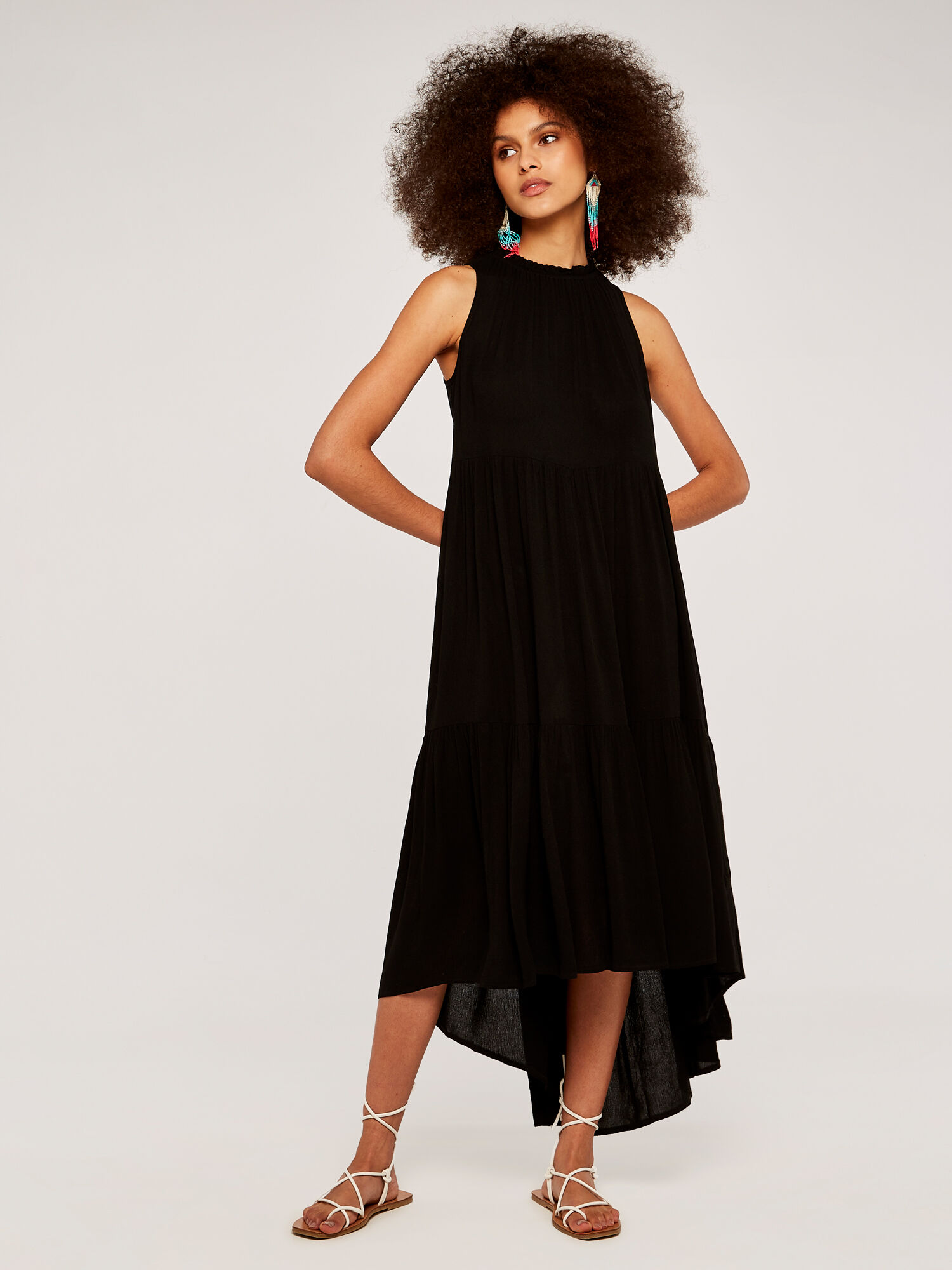 Ruffle neck deals cocktail dress