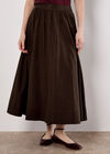 Soft Woven A-Line Midaxi Skirt, Brown, large